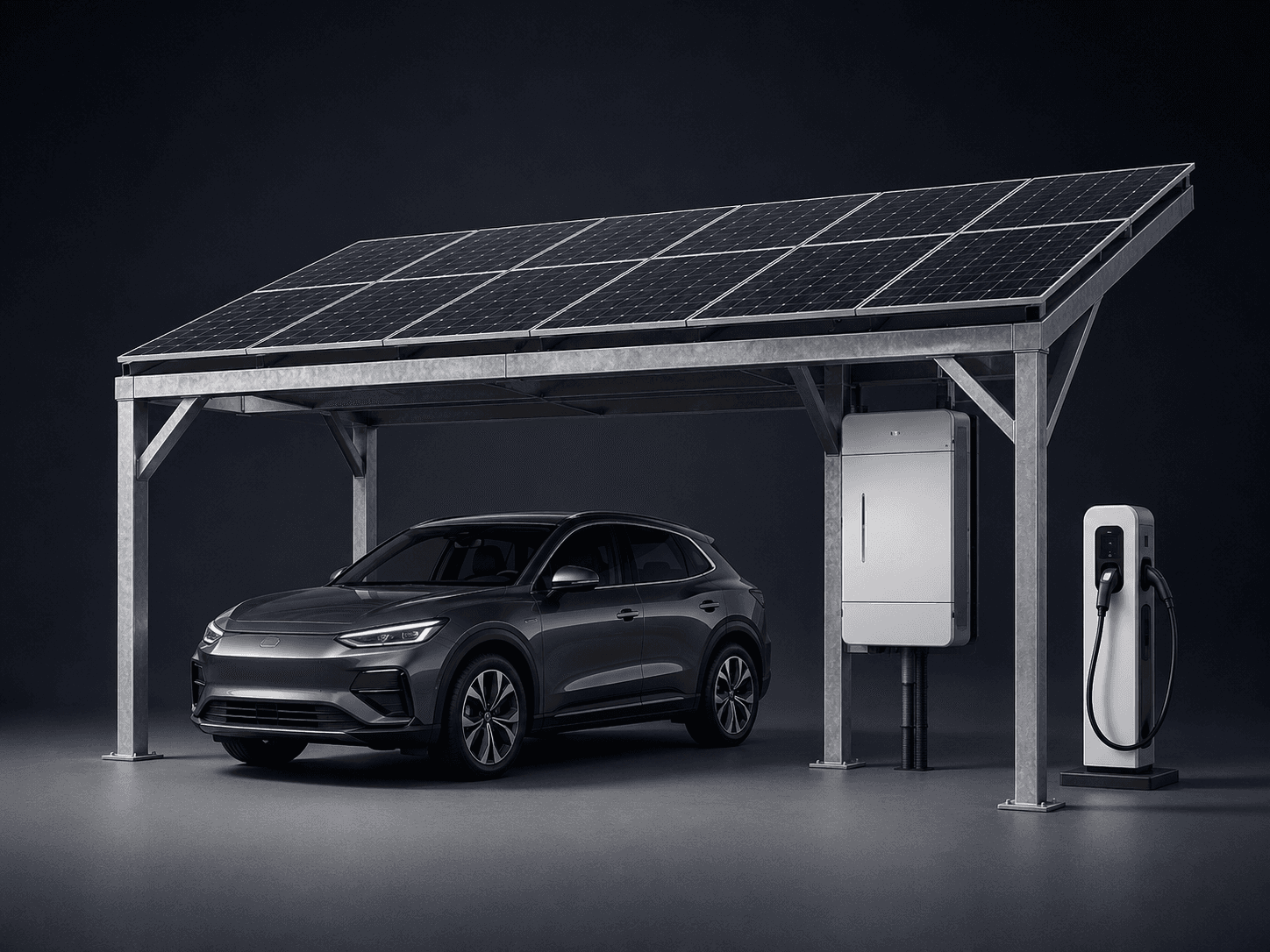 Carport solaire + Batteries + Borne de recharge